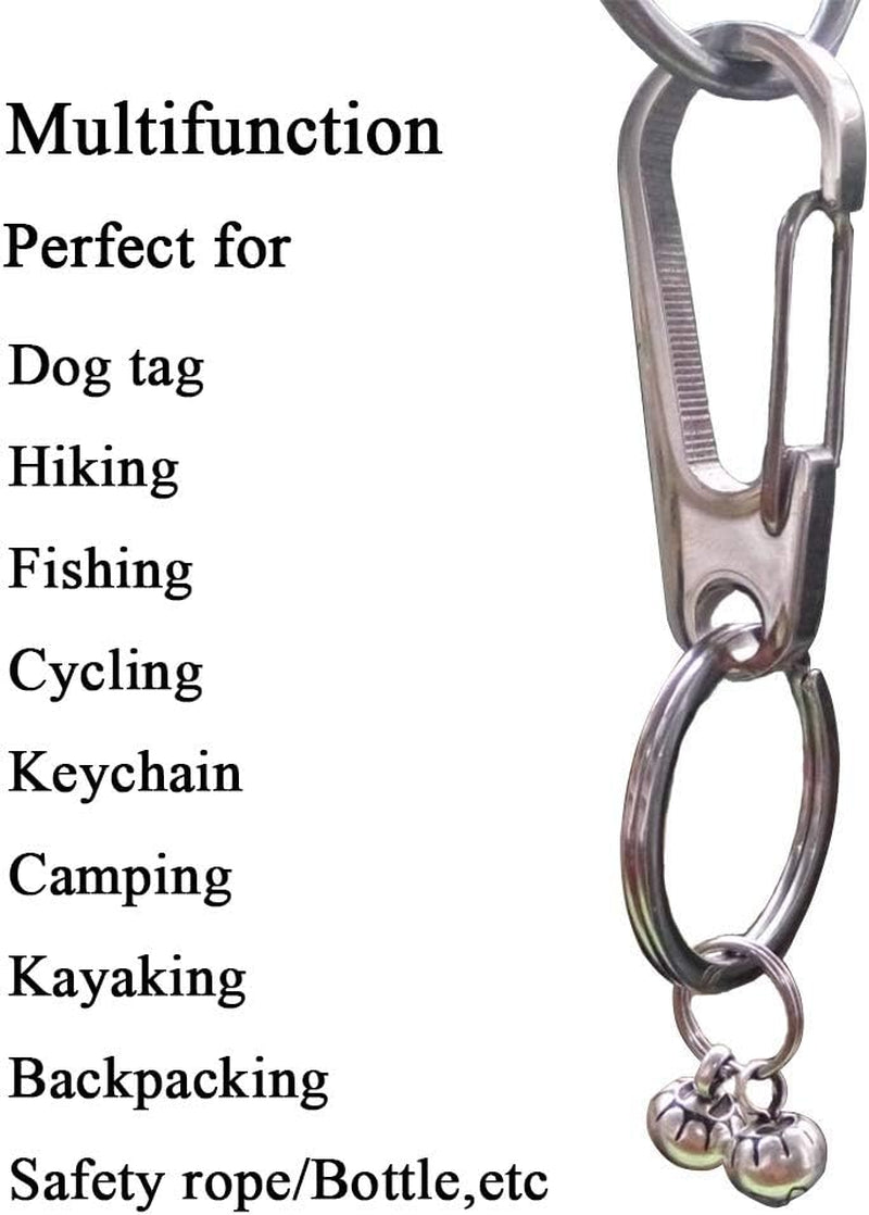 IVIA Dog Tag Clips / 2 Pack/Multiple Size 304 Stainless Steel Quick Clip with Rings/Easy Change Dog Cat ID Tag Holder for Small Pet Collars and Harnesses.(2 Large Silver)