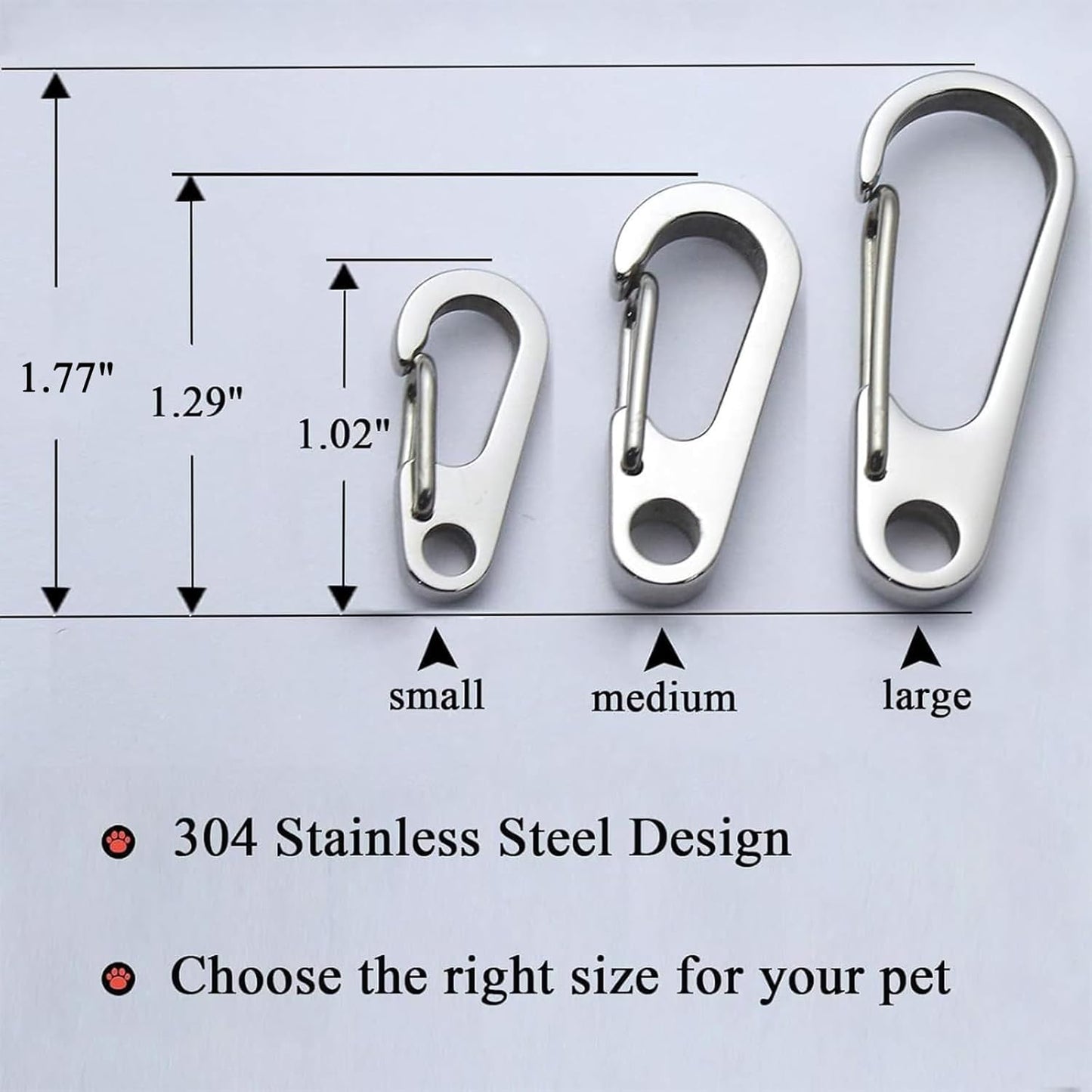 IVIA Dog Tag Clips / 2 Pack/Multiple Size 304 Stainless Steel Quick Clip with Rings/Easy Change Dog Cat ID Tag Holder for Small Pet Collars and Harnesses.(2 Large Silver)