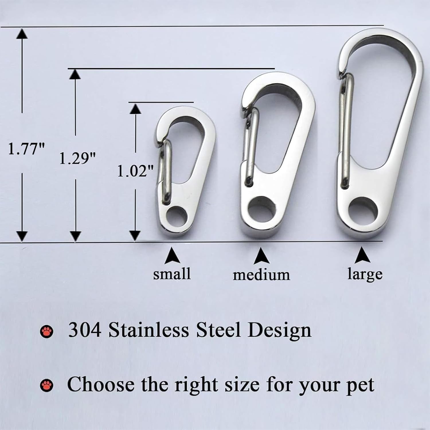 IVIA Dog Tag Clips / 2 Pack/Multiple Size 304 Stainless Steel Quick Clip with Rings/Easy Change Dog Cat ID Tag Holder for Small Pet Collars and Harnesses.(2 Large Silver)