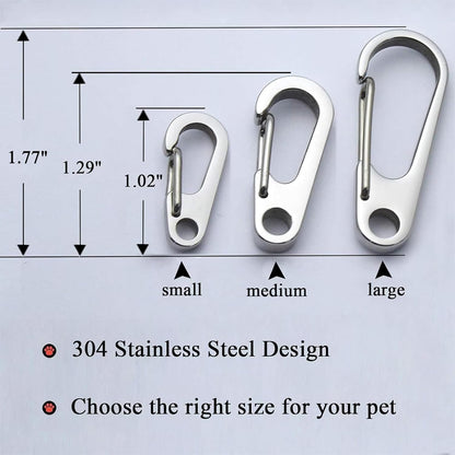 IVIA Dog Tag Clips / 2 Pack/Multiple Size 304 Stainless Steel Quick Clip with Rings/Easy Change Dog Cat ID Tag Holder for Small Pet Collars and Harnesses.(2 Large Silver)