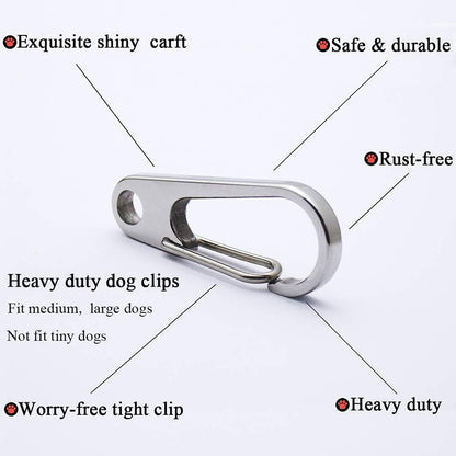 IVIA Dog Tag Clips / 2 Pack/Multiple Size 304 Stainless Steel Quick Clip with Rings/Easy Change Dog Cat ID Tag Holder for Small Pet Collars and Harnesses.(2 Large Silver)