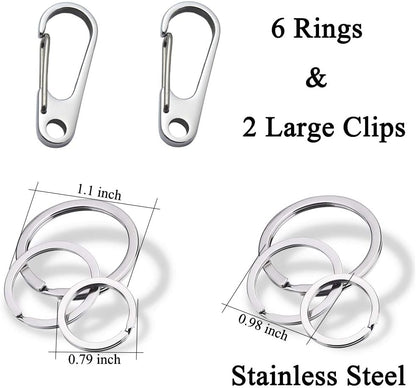 IVIA Dog Tag Clips / 2 Pack/Multiple Size 304 Stainless Steel Quick Clip with Rings/Easy Change Dog Cat ID Tag Holder for Small Pet Collars and Harnesses.(2 Large Silver)